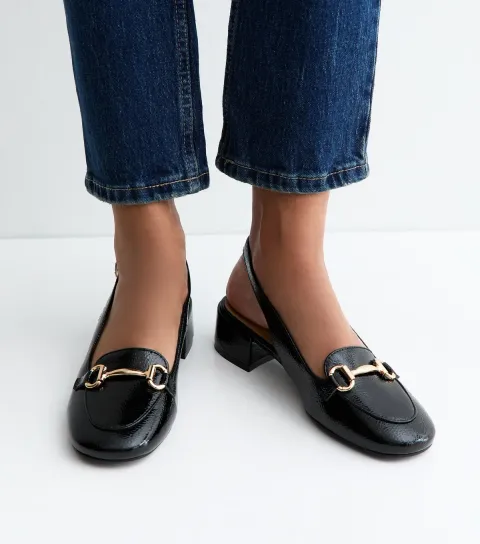 New Look Women's Off White Faux Leather Slingback Loafer Pumps Vegan