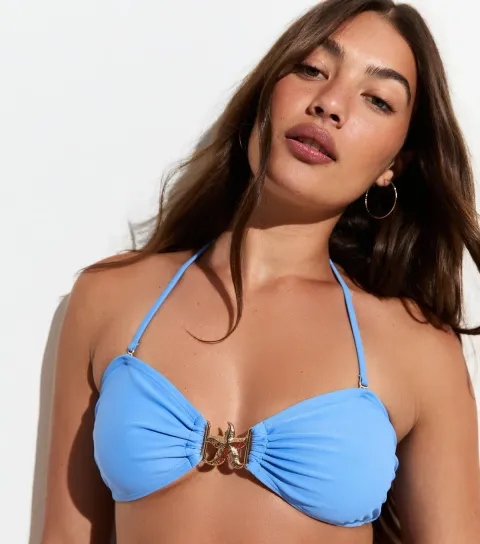 Women's Light Blue Starfish Bandeau Bikini Top
