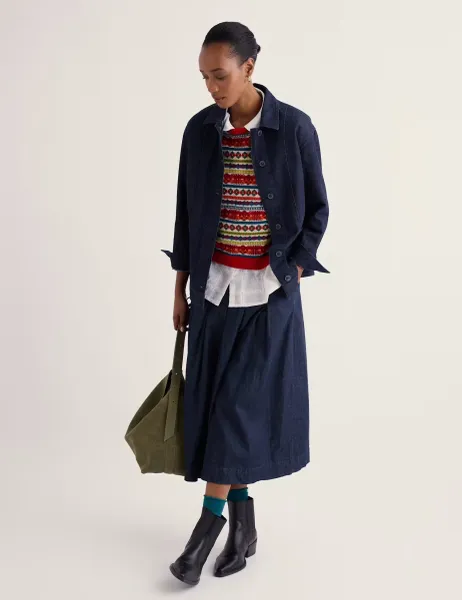 Seasalt Cornwall Pure Cotton Denim Jacket Dark Navy