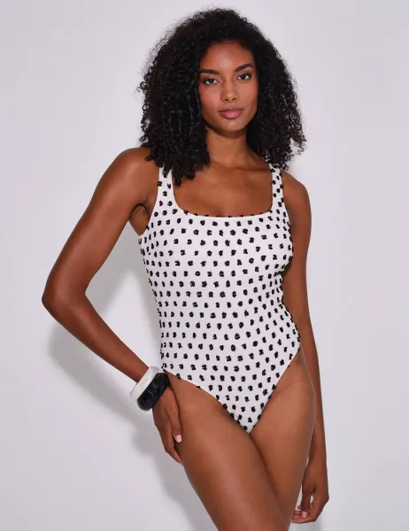 South Beach Textured Polka Dot Padded Swimsuit