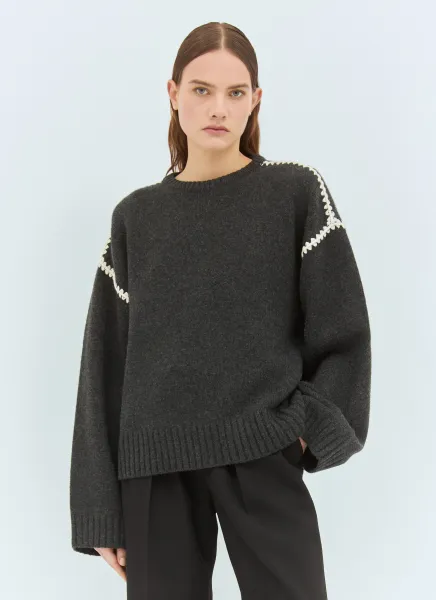 Embroidered Wool Cashmere Sweater