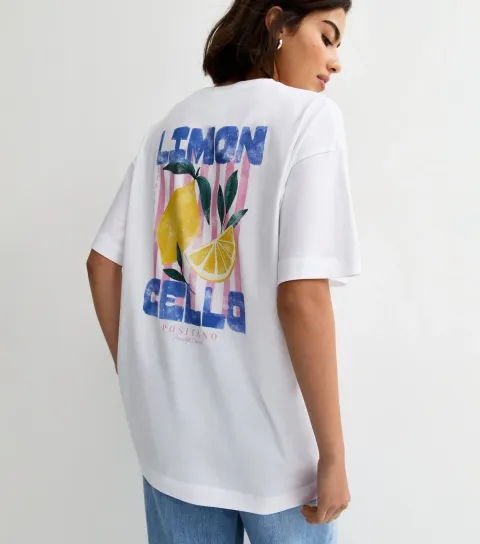 Women's White Limoncello Print Oversized T-Shirt