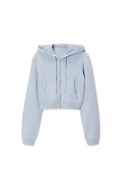 crystal hotfix fitted zip up hoodie