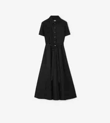 Cotton Lyocell Shirt Dress in Black