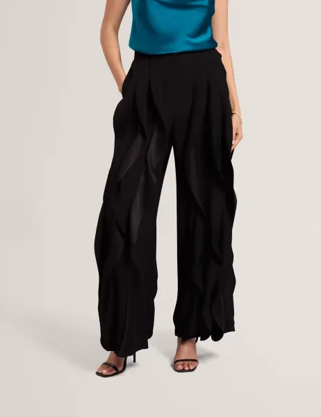 Ted Baker Ruffle Wide Leg Trousers Black