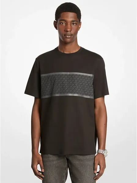Michael Kors Signature Logo Striped Cotton T-Shirt