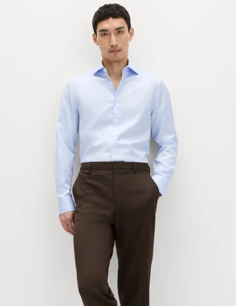 M&S SARTORIAL Slim Fit Luxury Egyptian Cotton Shirt Blue