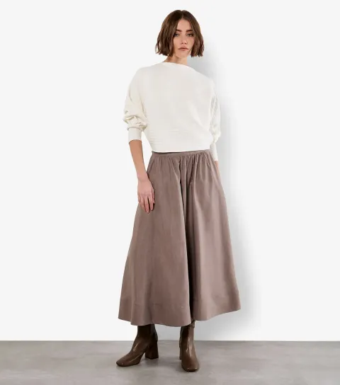 Women's White Ribbed Batwing Jumper