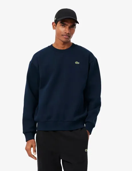 Lacoste Brushed Cotton Fleece Crew Neck Sweatshirt Navy