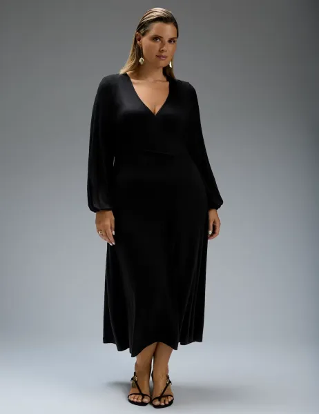 Live Unlimited London Jersey V Neck Maxi Dress
