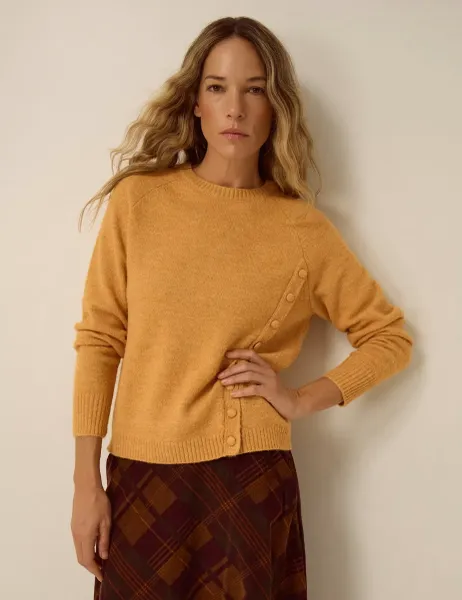 Monsoon Button Detail Crew Neck Jumper Yellow