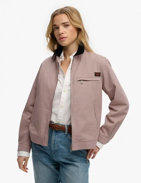 Superdry & Co Cotton Rich Cord Collar Harrington Jacket Pink