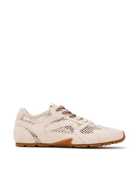 Suede Lace Up Trainers Beige Mix