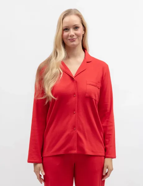 Cyberjammies Cotton Modal Ribbed Pyjama Top Red