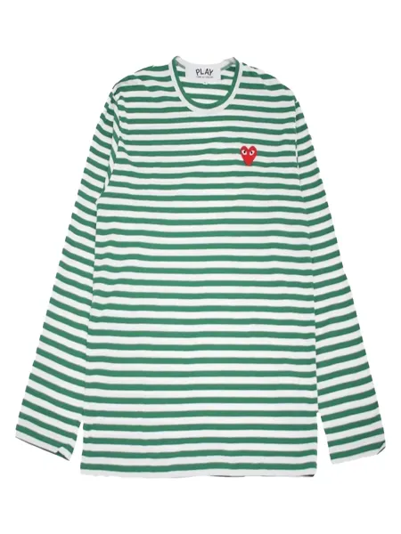 Striped Red Heart T-Shirt Green
