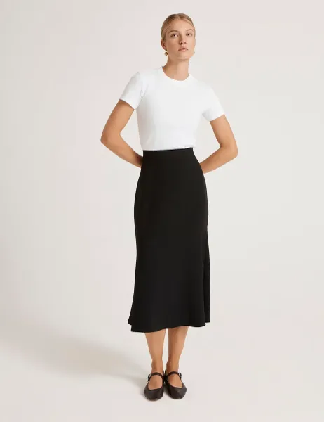 Finery London Crepe Midi Slip Skirt Black