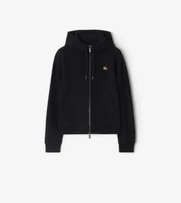Knight Stamp Cotton Zip Hoodie in Black