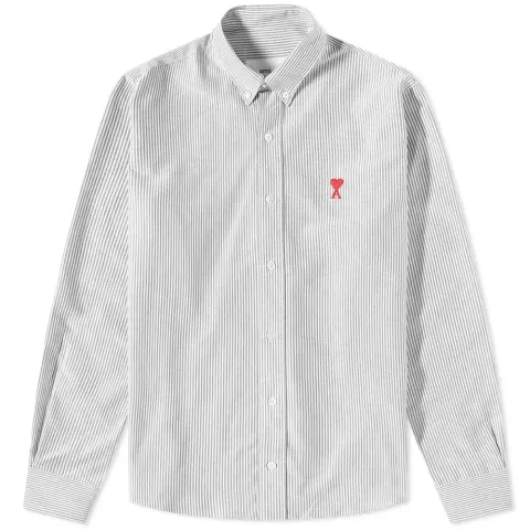 AMI Stripe Logo Button Down Oxford Shirt