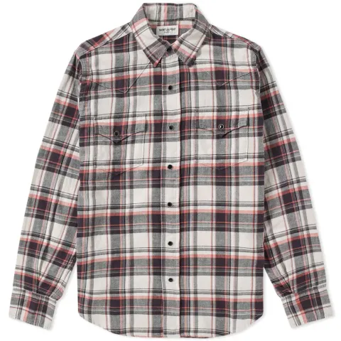 Cotton Flannel Check Western Shirt