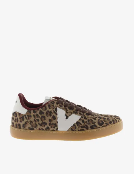 Victoria Suede Leopard Print Trainers Brown