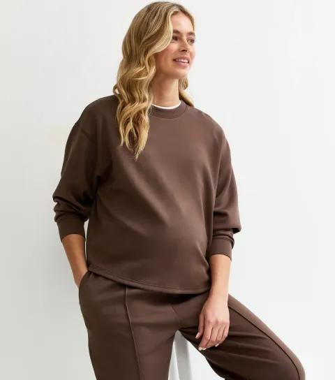 Women's Maternity Premium Brown Sweatshirt