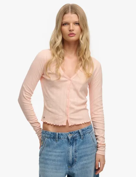 Superdry & Co Pure Cotton Striped Cardigan Pink