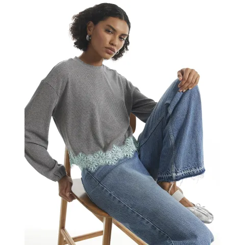 River Island Lace Hem Sweatshirt