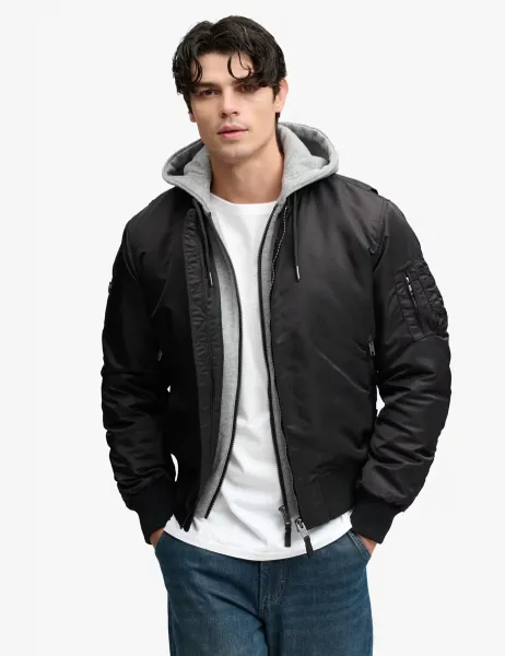Superdry & Co Padded Hooded Bomber Jacket Black