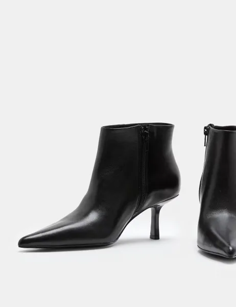 Marks & Spencer Leather Stiletto Heel Pointed Ankle Boots Black