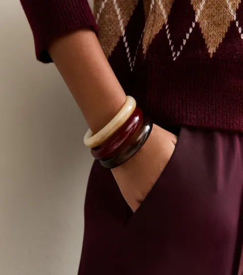 New Look Pack Of 3 Brown Resin Bangles