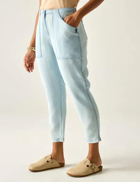 Regatta Shorebella Cotton Blend Straight Leg Cropped Trousers Blue