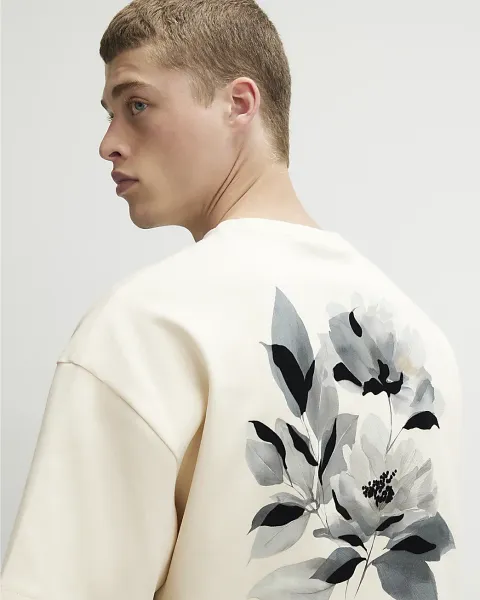 River Island Oversized Cotton Blend Floral T-Shirt