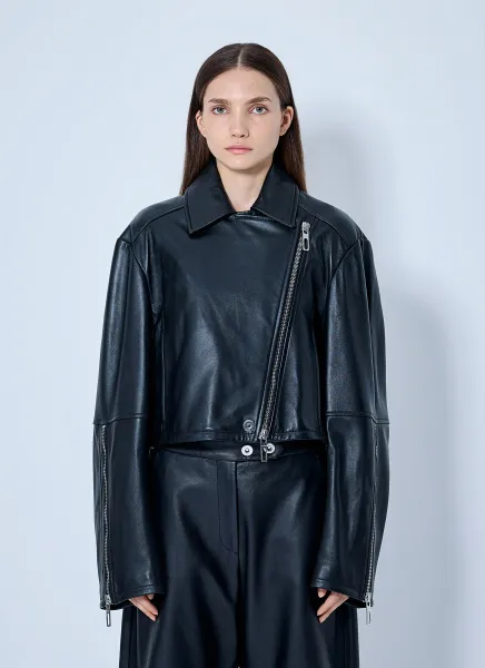 Sportmax Leather Asymmetrical Zip Jacket