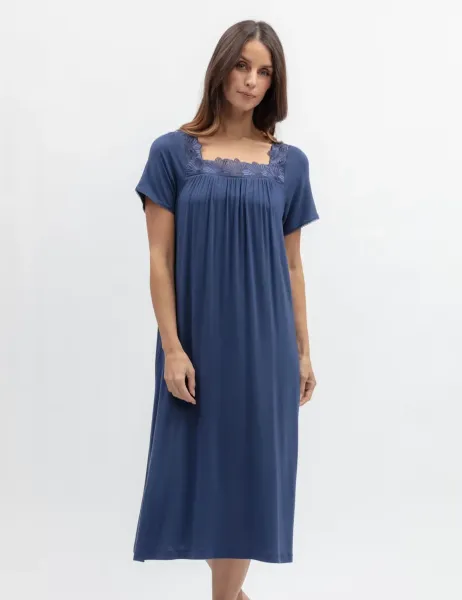 Cyberjammies Jersey Lace Trim Nightdress Navy