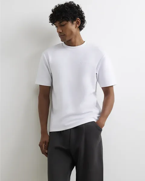 River Island Slim Fit Embroidered Crew Neck T-Shirt