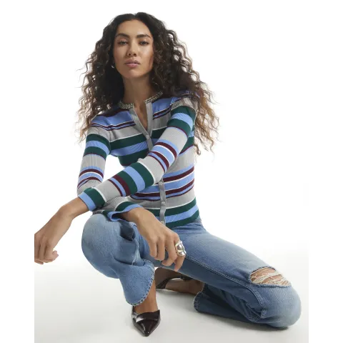 River Island Embellished Stripe Knit Top