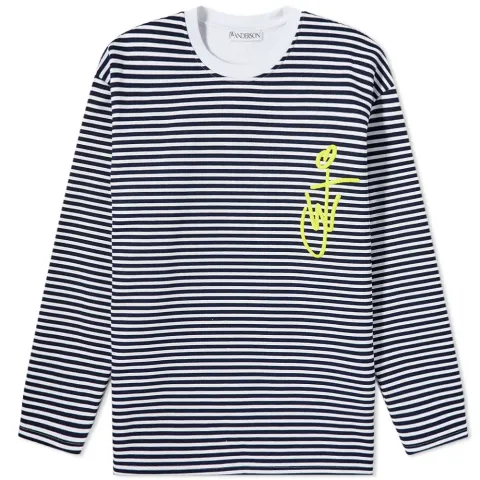 Long Sleeve Striped Logo Top