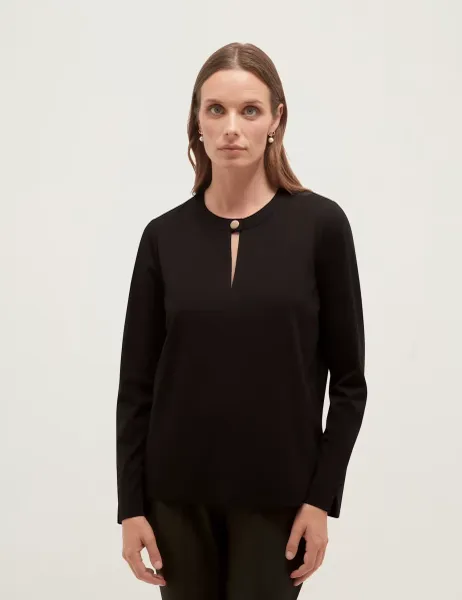 Hobbs Ponte Crew Neck Top Black