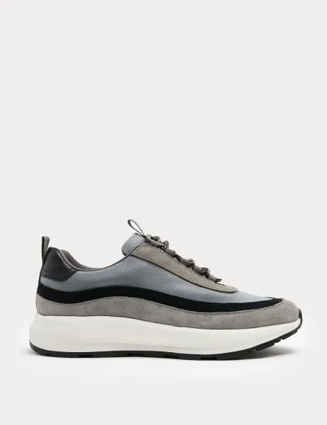 Autograph Leather Mix Runner Trainers Grey