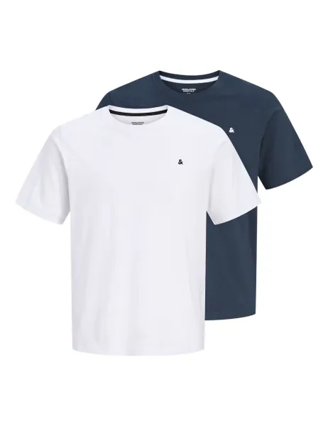 Jack & Jones 2 Pack Pure Cotton Crew Neck T-Shirts White Mix