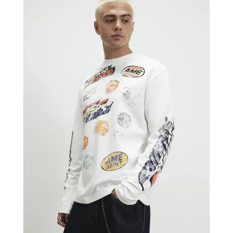 River Island Oversized Fit Cotton Ame Saint T-Shirt