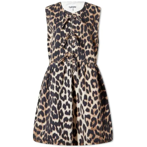 Print Leopard Tieband Mini Dress