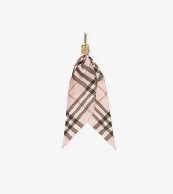 Check Silk Scarf Charm in Pink