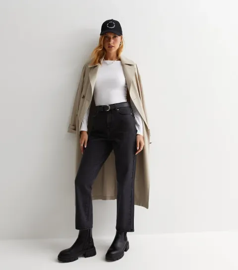 New Look Women's Washed Black Ankle Grazing Hannah Straight Leg Jeans