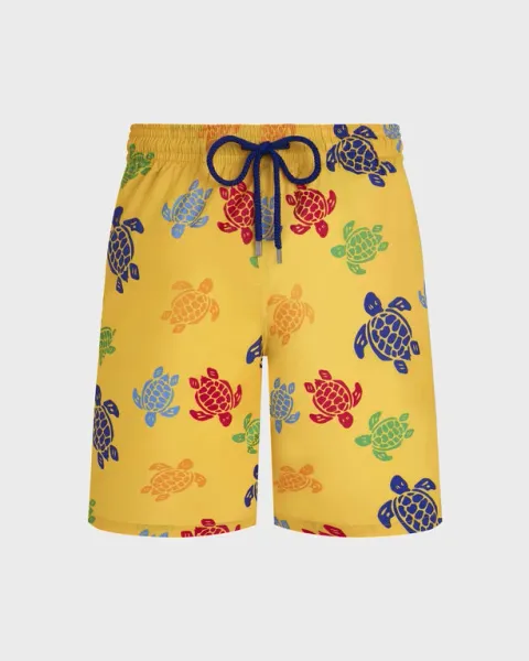 Vilebrequin Men Long Ultra-light And Packable Swim Shorts Tortues Multicolores