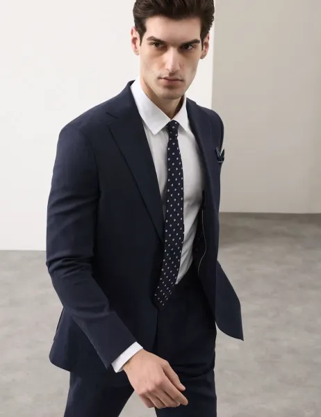 Autograph Tailored Fit Italian Performance Linen Blend Suit Jacket Navy