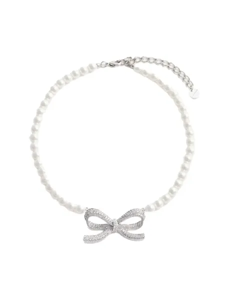 Bow Necklace Pearl