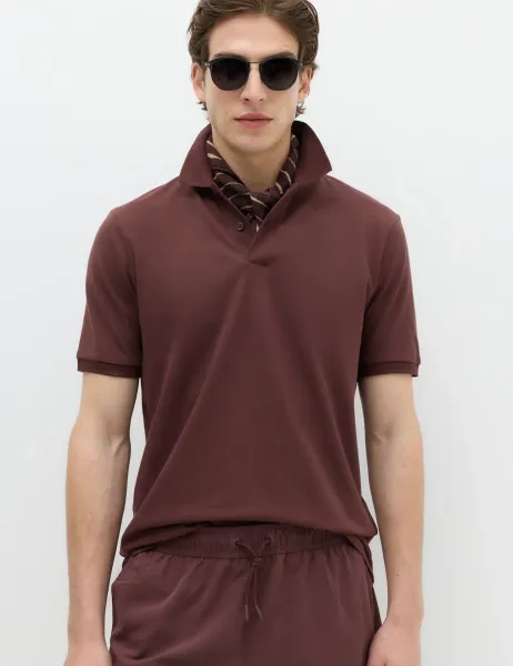 Marks & Spencer Ultimate Pique Polo Shirt Chestnut