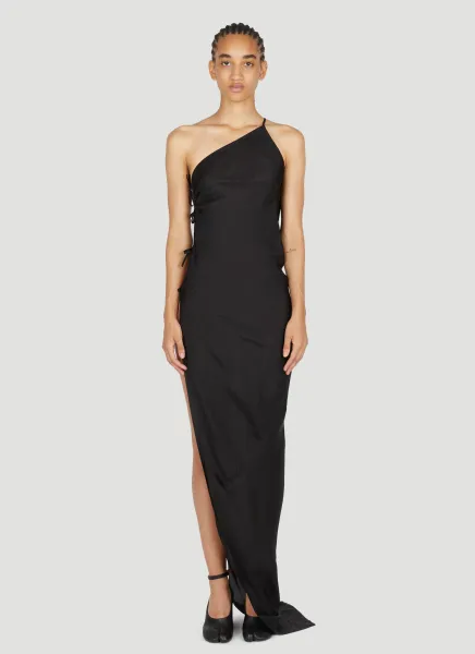 Taco One-shoulder Sheer Gown