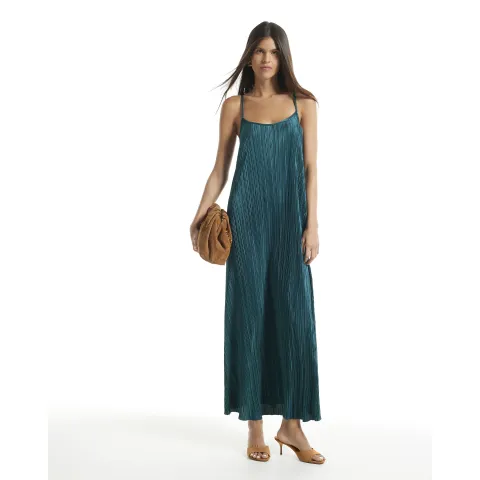 River Island Plisse Gold Metal Trim Maxi Dress
